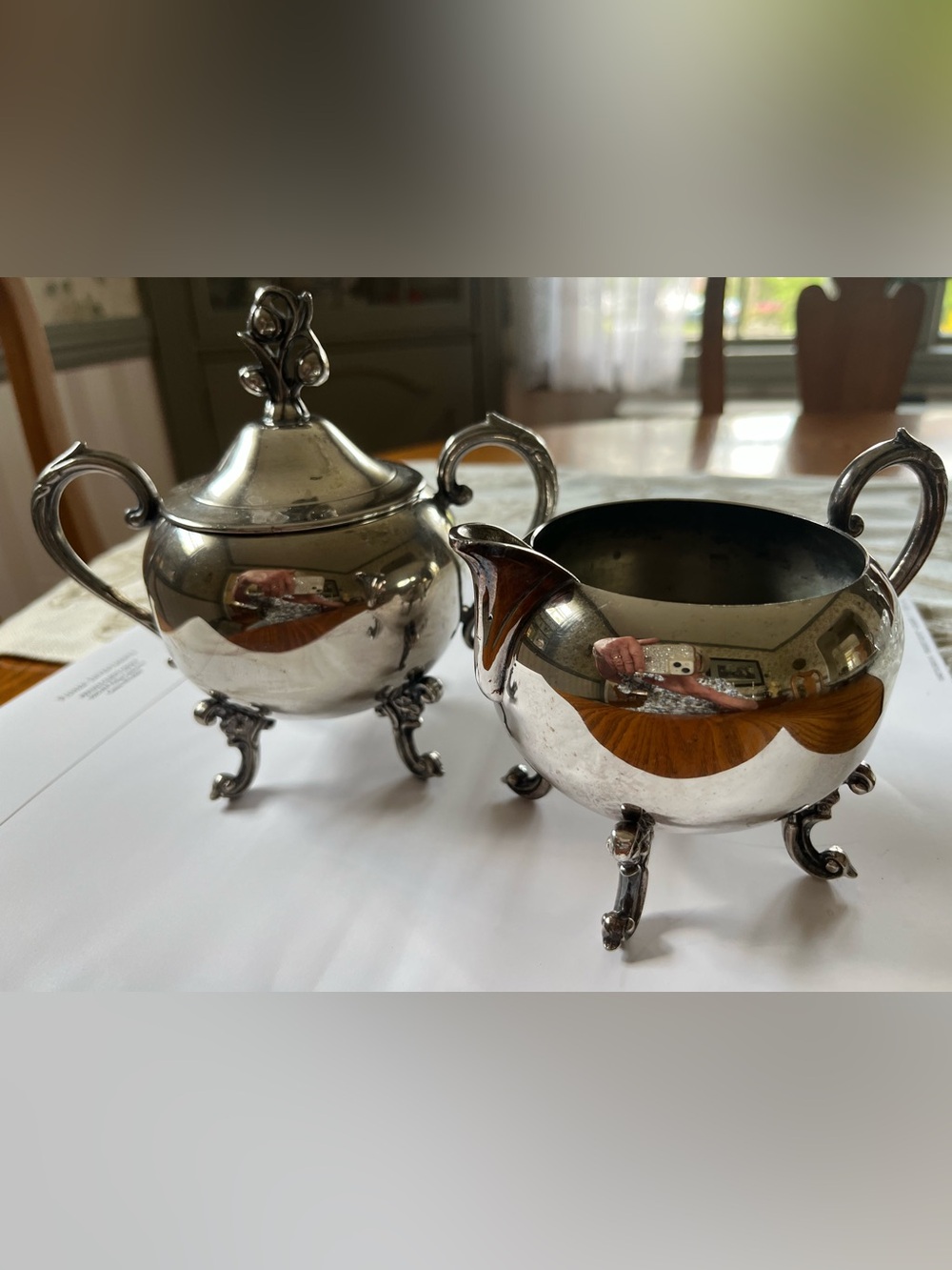 Vintage Silver-Plated Creamer and Sugar Set - Silver